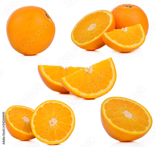 Orange healthy fresh fruit from nature isolated on a white background.