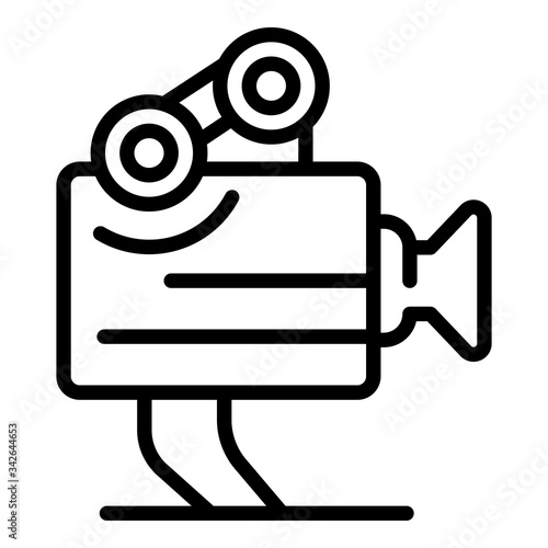 Movie camera icon. Outline movie camera vector icon for web design isolated on white background
