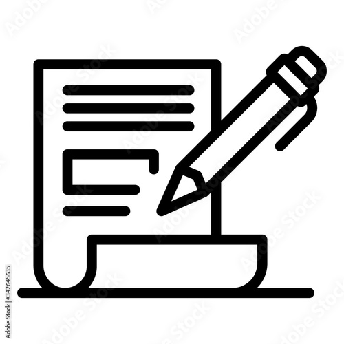 Pencil and paper icon. Outline pencil and paper vector icon for web design isolated on white background