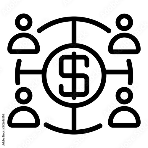 Dollar in target and people icon. Outline dollar in target and people vector icon for web design isolated on white background