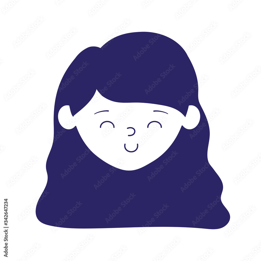 young girl face character isolated icon on white background young girl face character isolated icon on white background