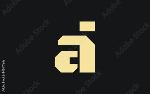ai or ia and a, i Lowercase Letter Initial Logo Design, Vector Template