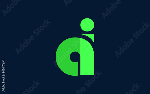 ai or ia and a, i Lowercase Letter Initial Logo Design, Vector Template