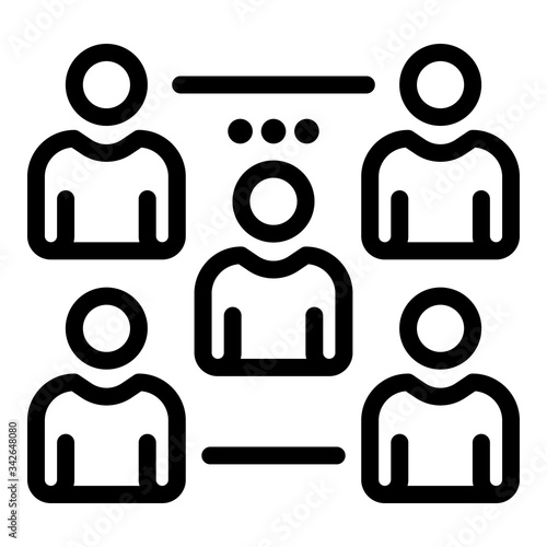 Team lead in a group icon. Outline team lead in a group vector icon for web design isolated on white background