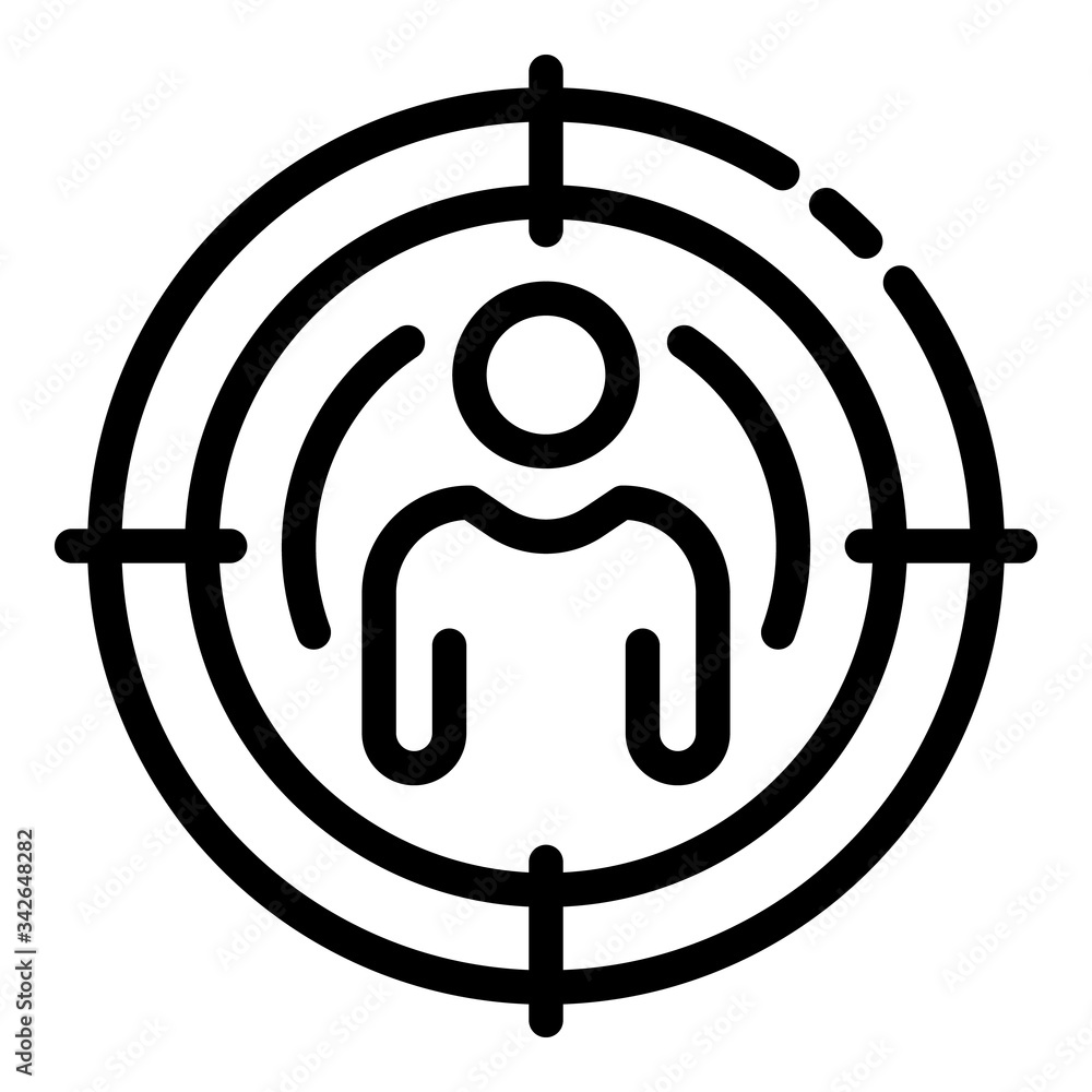 A man in target circle icon. Outline a man in target circle vector icon for web design isolated on white background A man in target circle icon. Outline a man in target circle vector icon for web design isolated on white background