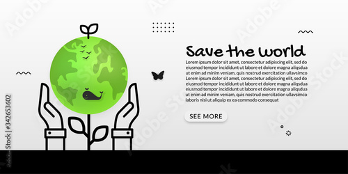 Save the world with hand hold earth background, ecology concept