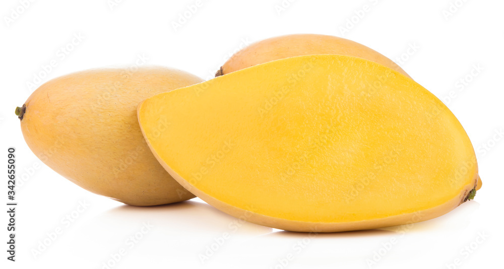 Mango slice cut  isolated on white background