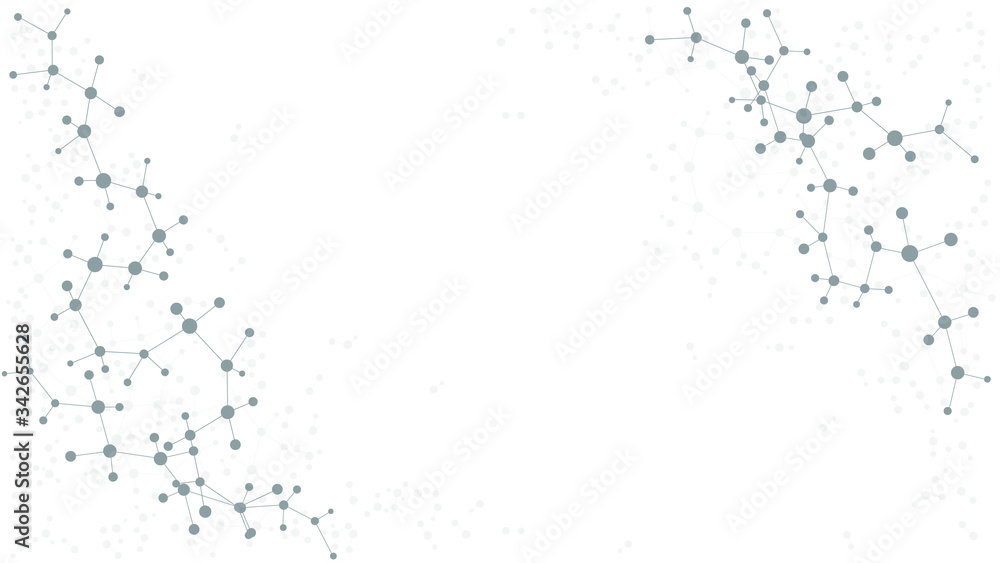 Abstract structure molecule and dna, atom, neurons. Scientific concept for your design. Connected lines with dots. Medical, technology, chemistry, science background. Vector illustration. Abstract structure molecule and dna, atom, neurons. Scientific concept for your design. Connected lines with dots. Medical, technology, chemistry, science background. Vector illustration.