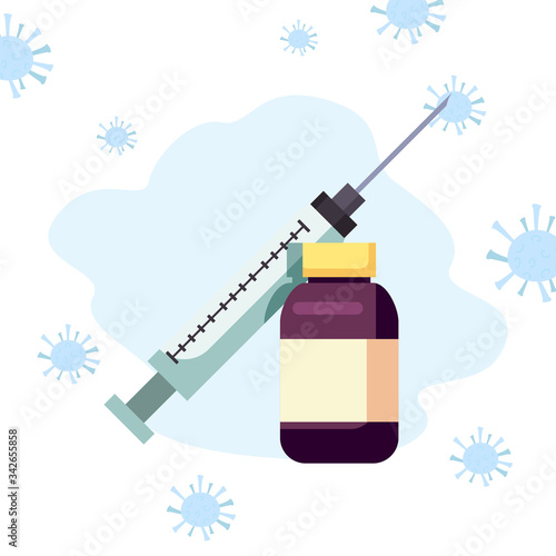 Syringe medicine jar and coronavirus bacterium vector design