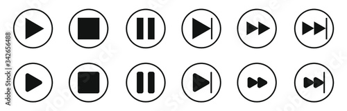 Player arrows button set template, play, stop, pause black vector
