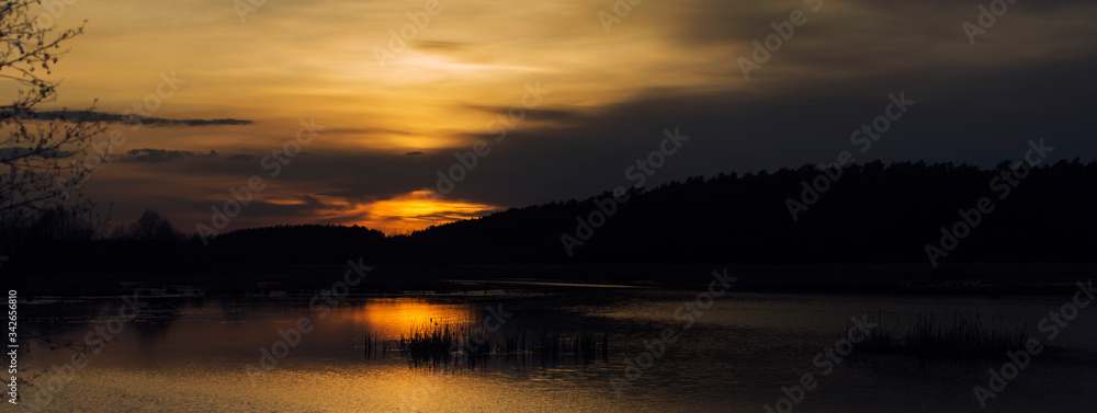 Evening Lake on Sunset in Ukraine