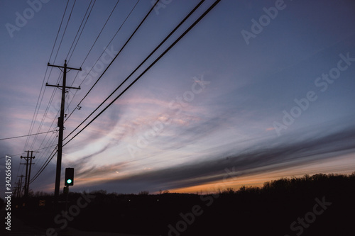 power lines in the sunset