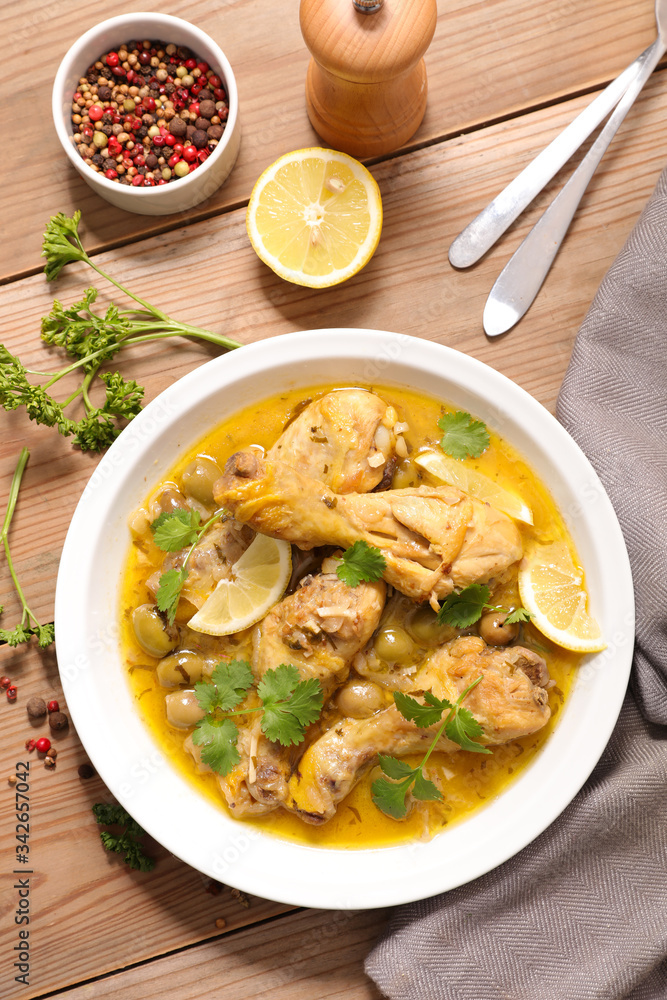 chicken stew with sauce and olive