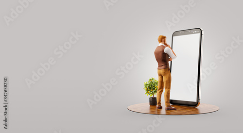 Unusual 3d illustration smart phone application
