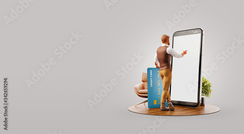 Unusual 3d illustration smart phone application
