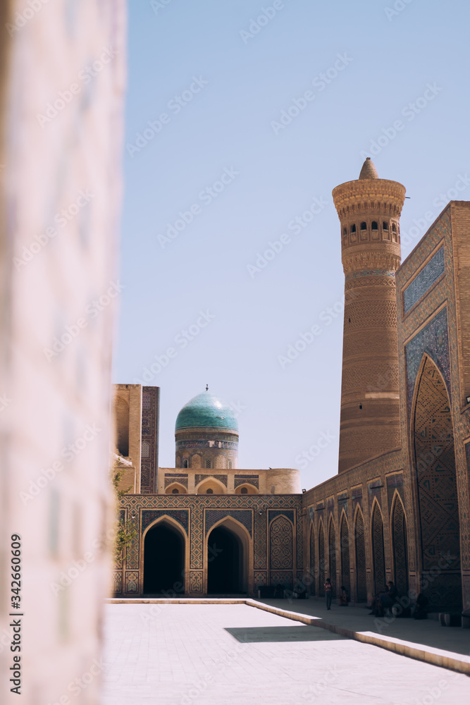 Middle Asia. Uzbekistan Bukhara. Summer. Eastern mosque. Poi Kalyan complex. Courtyard