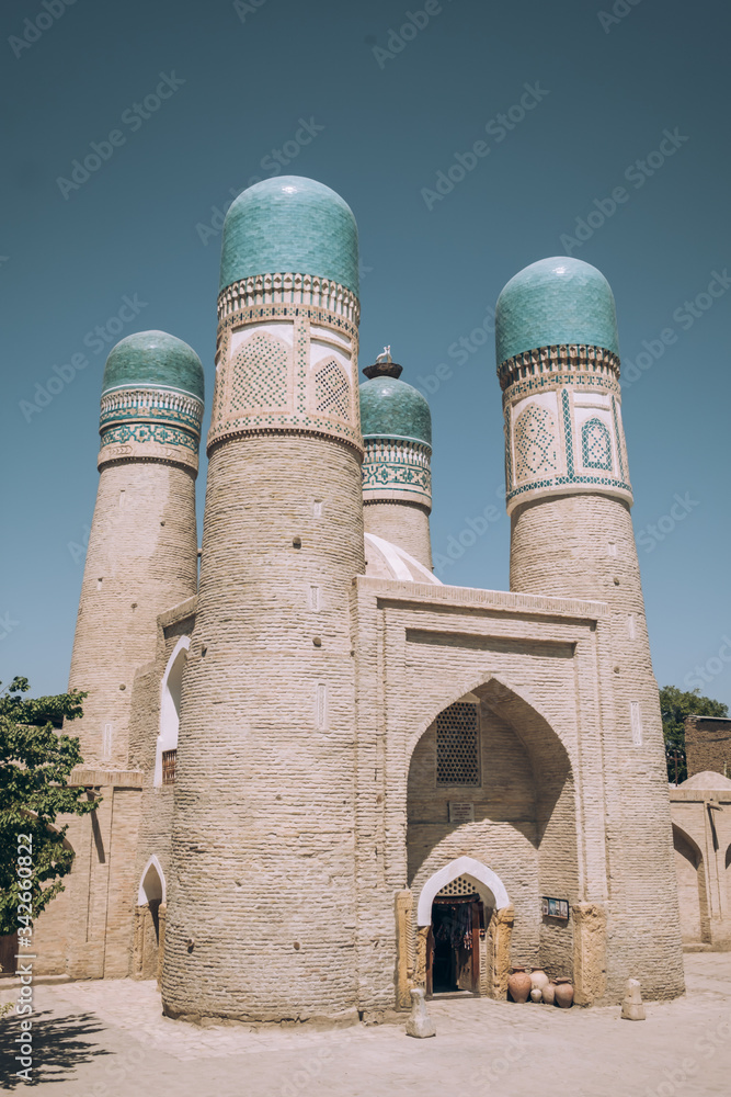 Middle Asia. Uzbekistan Bukhara. Summer. Eastern mosque. Chor-Minor Madrasah