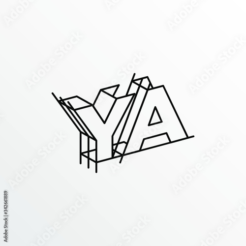 Initial Letter YA with Architecture Graphic Logo Design