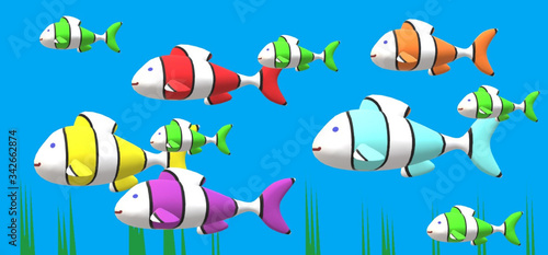 colours fishes in water