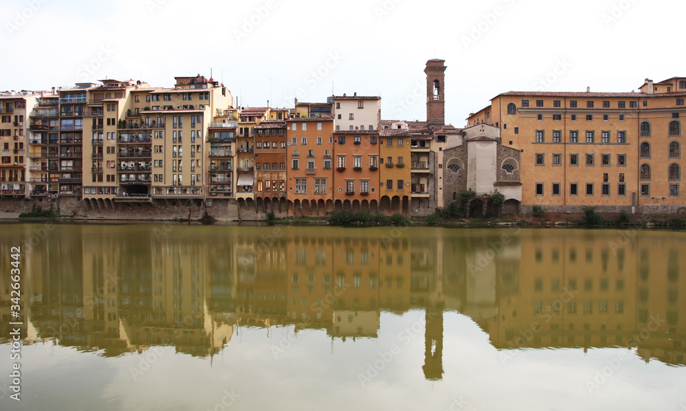 Arno river waterfront of Florence panoramic view