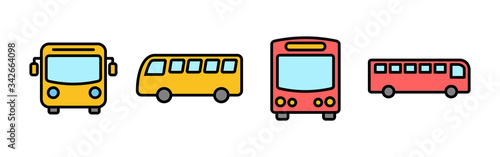 Bus Icons set. Bus vector icon. Public transport symbol.