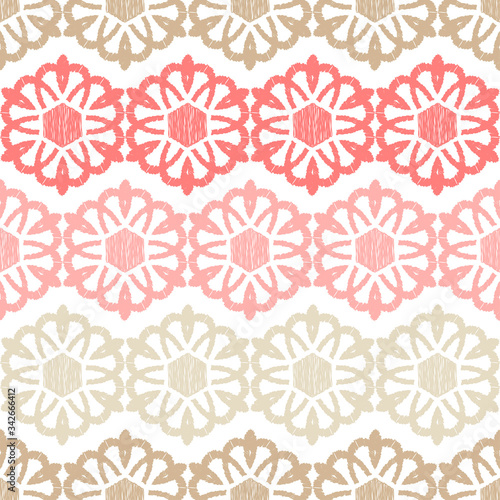 Hexagons. Design with manual hatching. Ethnic boho ornament. Seamless background. Tribal motif. Vector illustration for web design or print.