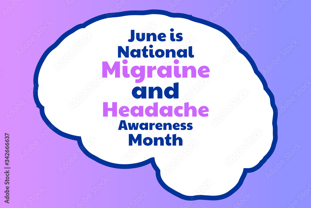 June is National Migraine and Headache Awareness Month. Holiday concept. Template for background, banner, card, poster with text inscription. Vector EPS10 illustration. June is National Migraine and Headache Awareness Month. Holiday concept. Template for background, banner, card, poster with text inscription. Vector EPS10 illustration.