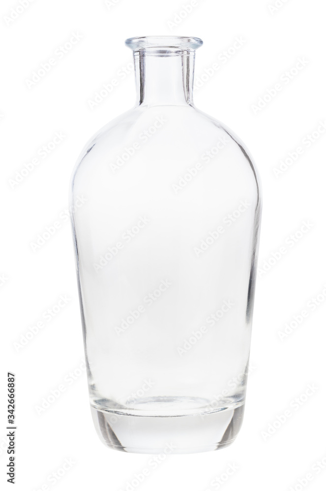 empty clear liquor bottle isolated on white empty clear liquor bottle isolated on white
