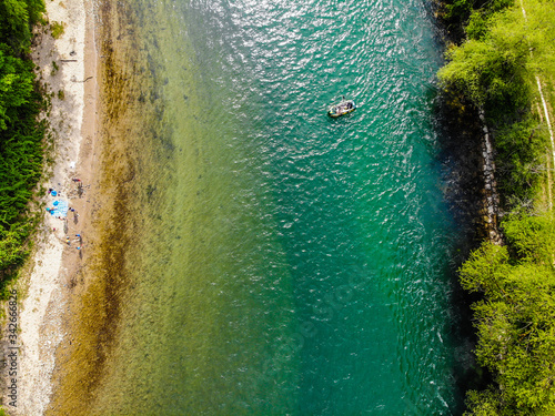 inflatable boat in the river