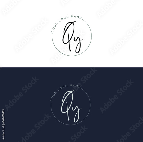 Q Y QY Initial letter handwriting and signature logo.	 photo