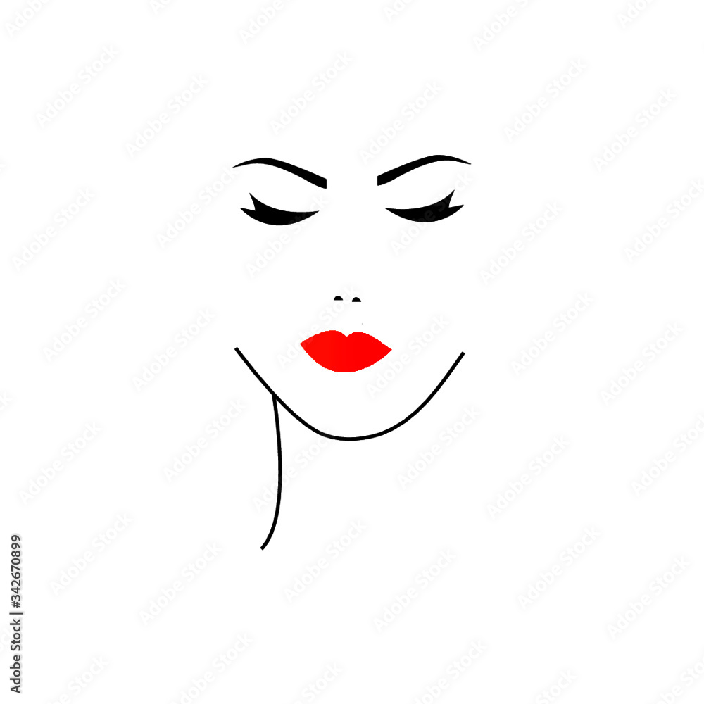 woman face with red lips woman face with red lips