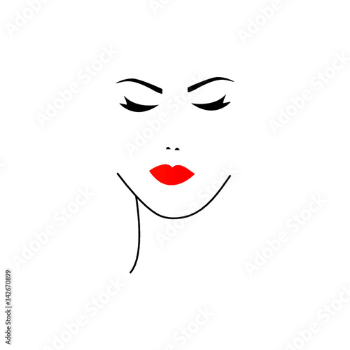woman face with red lips