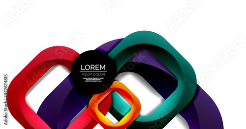 Square geometric vector abstract background, dynamic modern minimal template. Multicolored square shapes with round corners overlapping each other