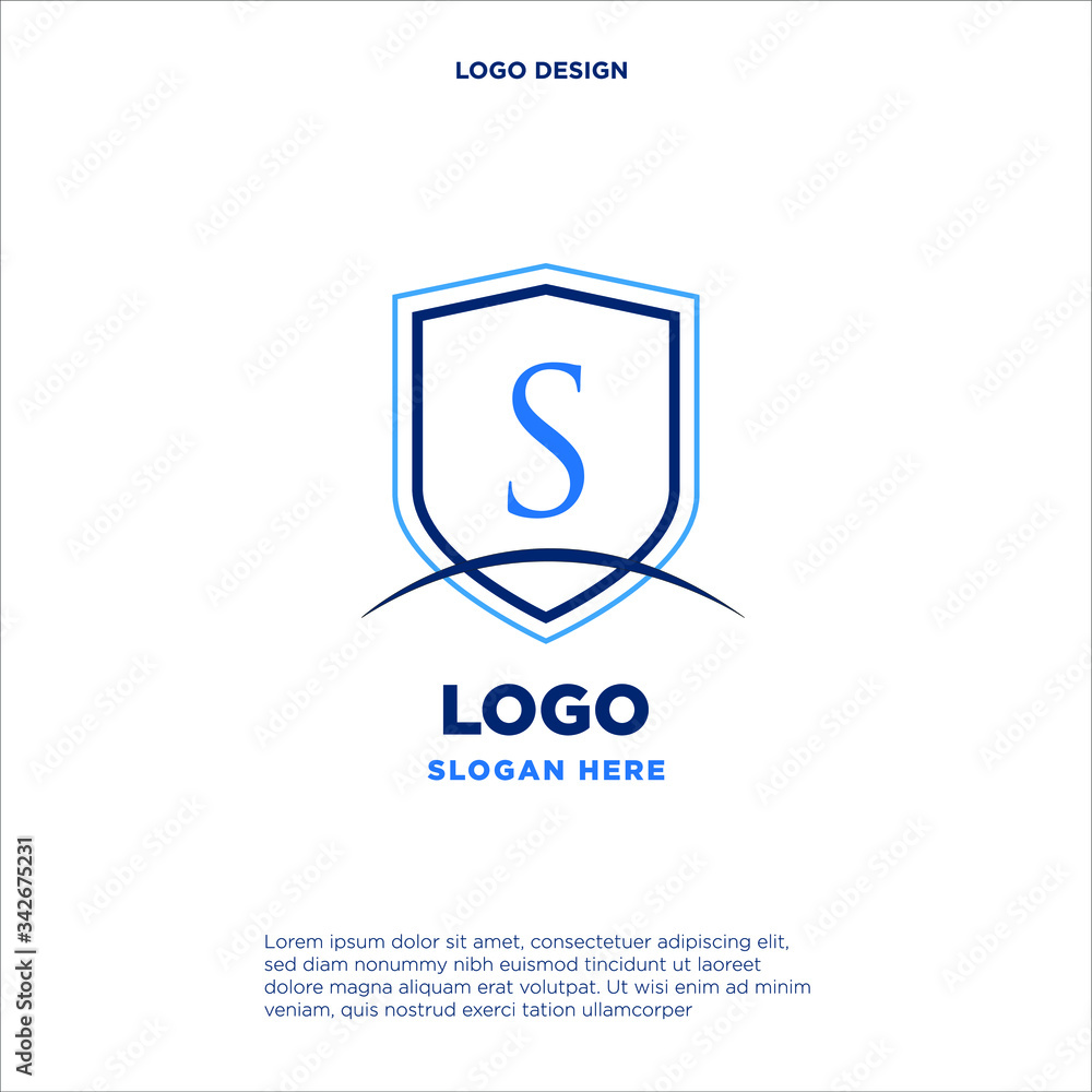 Initial letters S shield shape blue simple logo Initial letters S shield shape blue simple logo