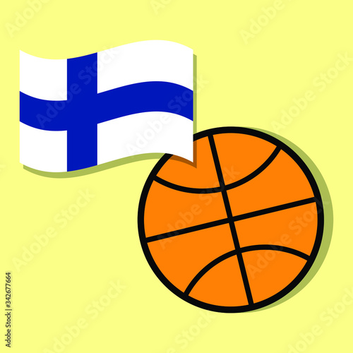 Basketball ball with Finland national flag 