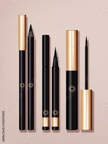 Vector Eyeliner Packaging Set, Black & Gold 