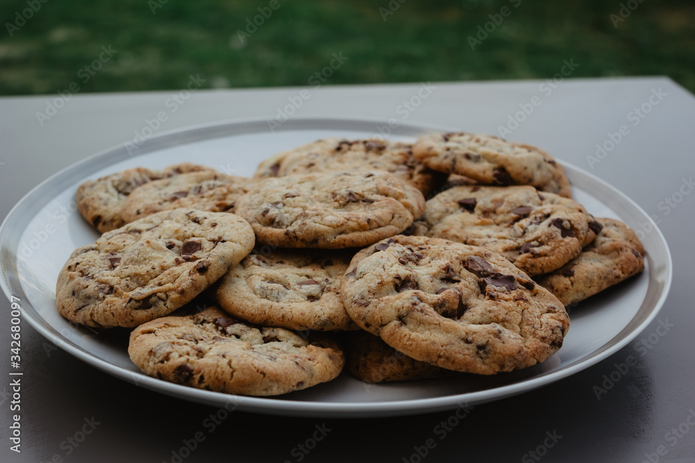 chocolate chip cookies on plate