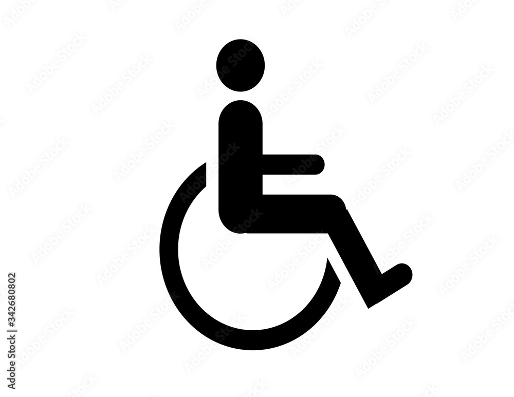 Silhouette of a man in a wheelchair on a white background. Silhouette of a man in a wheelchair on a white background.