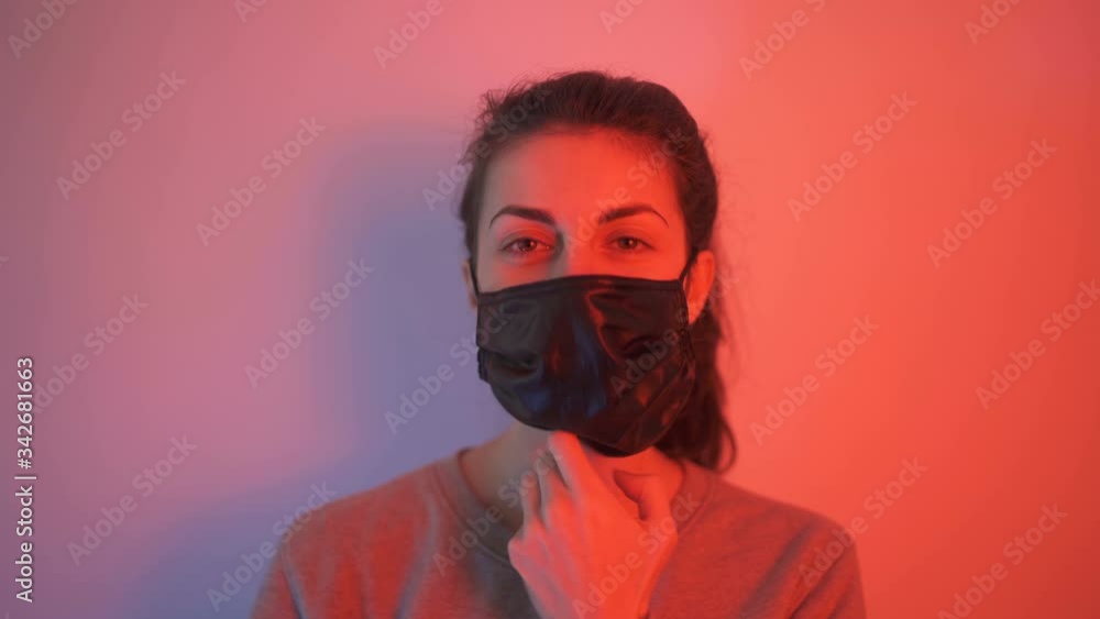 covid 19 woman put protection mask covid 19 woman put protection mask