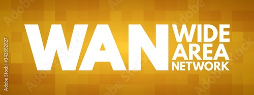 WAN - Wide Area Network acronym, technology concept background