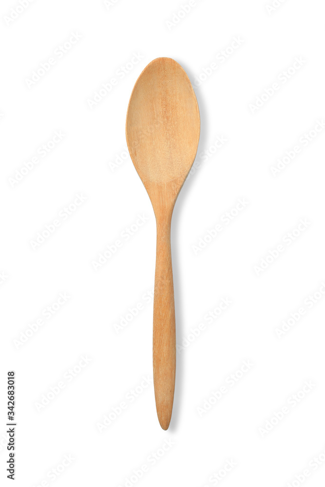 Wooden spoon isolated over white background. Top view Wooden spoon isolated over white background. Top view
