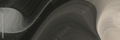 abstract surreal horizontal header with dark slate gray, dark gray and very dark blue colors. fluid curved flowing waves and curves for poster or canvas