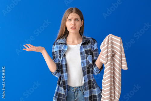 Troubled woman with dirty c...