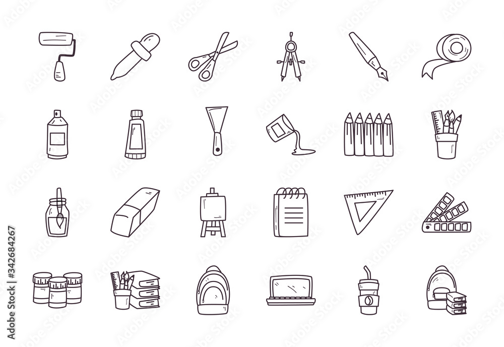 Creativity and design line style icon set vector design Creativity and design line style icon set vector design