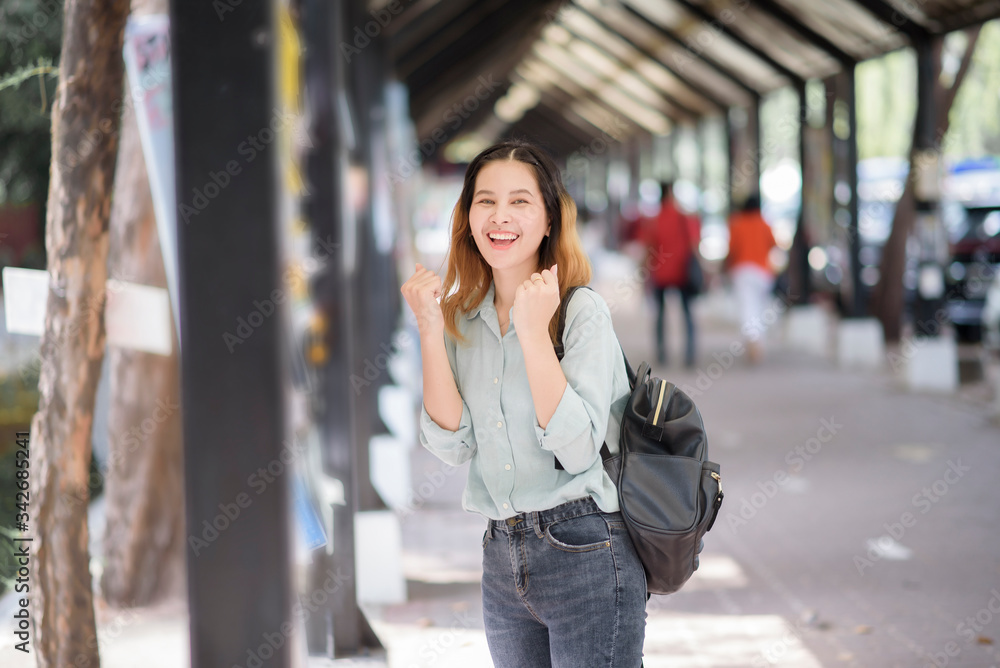 Fototapeta premium Happy young Asian University student.
