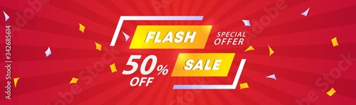 Flash sale banner.sale banner template design background. vector illustration banner design concept with lightning element.