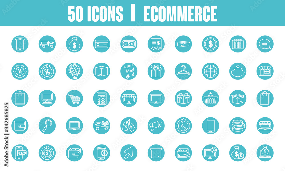 ecommerce icon set, block line style ecommerce icon set, block line style