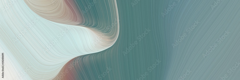 Plakat abstract flowing designed horizontal header with slate gray, light gray and pastel blue colors. fluid curved flowing waves and curves for poster or canvas
