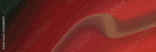 abstract moving horizontal banner with saddle brown, very dark pink and firebrick colors. fluid curved flowing waves and curves for poster or canvas