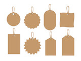 Set of blank paper price tags. Design elemets